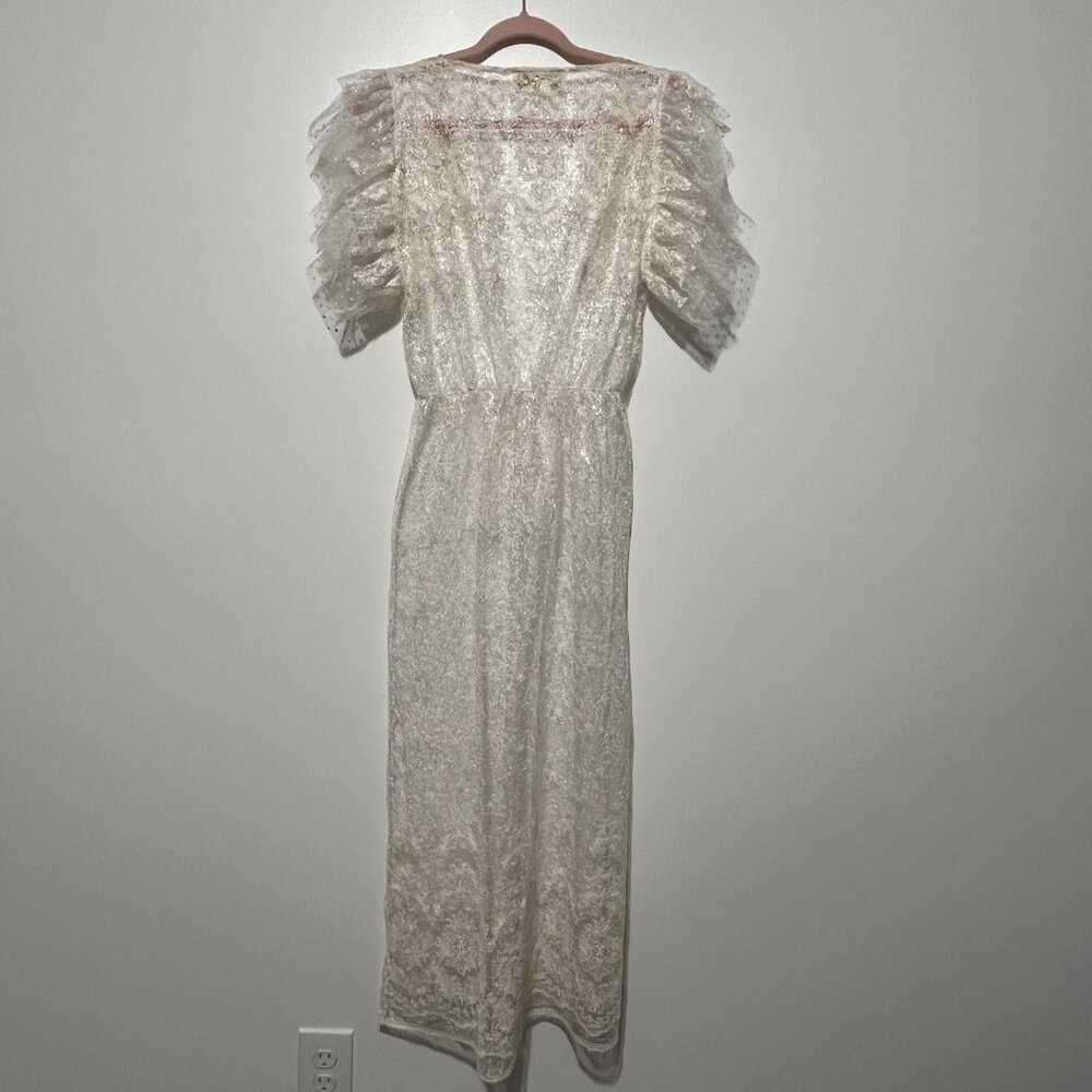Womens Sheer Lace Negligee Peignoir Robe OS White Fairy Bridal Ethereal Angel - Picture 3 of 8